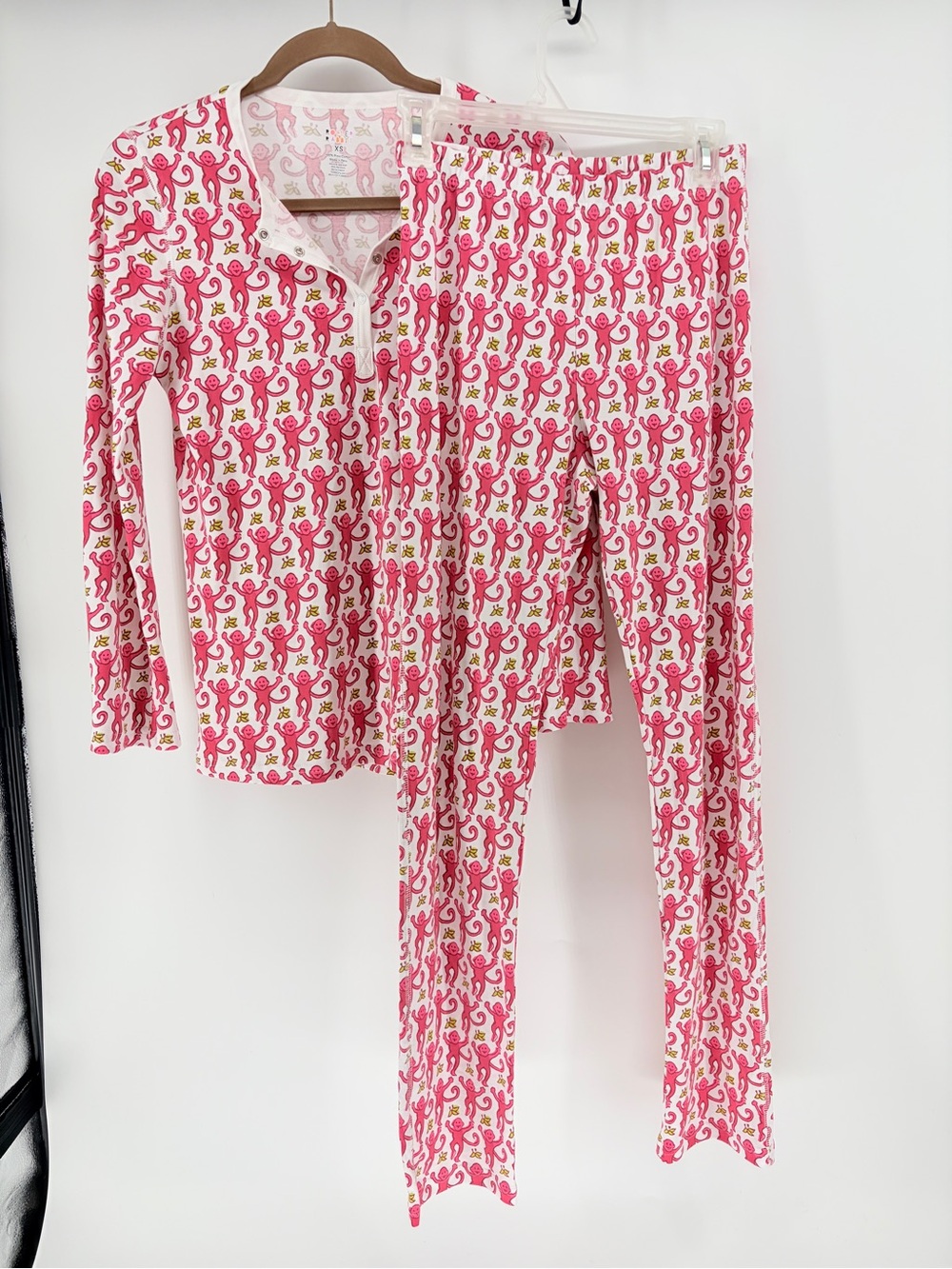 Roller Rabbit Monkey Pajamas Two-Piece Henley Top- XS - NWOT - Pima Cotton - Picture 4 of 10